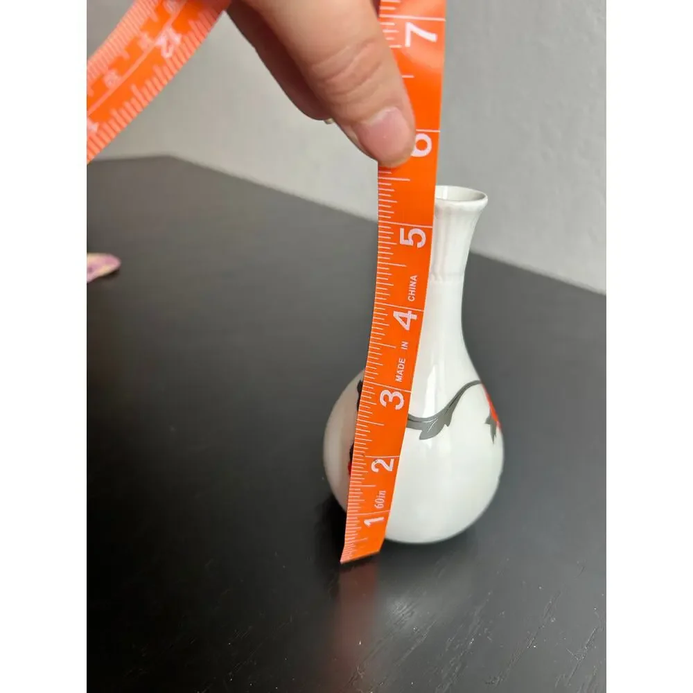 Wedgwood- Cornpoppy Design- Bud Vase- White Orange- 5.25